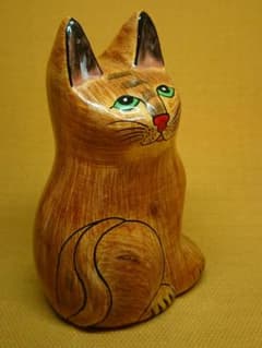 ネコ 猫 手描き オブジェ 置物 インテリア 工芸品 美術品 A1127 - メルカリ