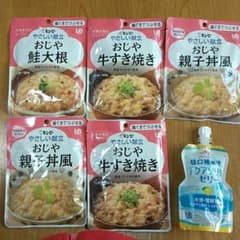 おじや　キューピーやさしい献立、経口補水液アクアソリタゼリーのサムネイル