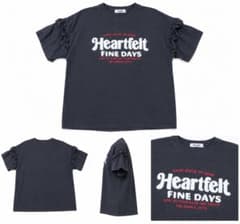 ロゴプリント フリル袖 Tシャツ ブラックのサムネイル