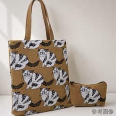 【松尾ミユキ】猫柄 トートバッグ＆ポーチ 2点セットのサムネイル