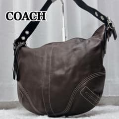 COACH ワンショルダー ダークブラウン レザー ソーホー ハーフムーン 