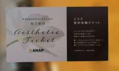 ANAP株主優待　エステ無料体験チケット 1枚 　有効期限2026年11月20日のサムネイル