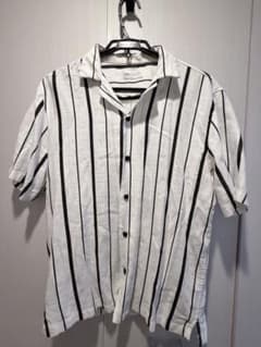 ZARA メンズ 半袖シャツ ストライプ柄 ホワイト ブラックのサムネイル