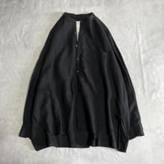 美品⭐️ティッカ リネンバンドカラーシャツ ゆったり 羽織り 日本製 黒 美品⭐️ティッカ リネンバンドカラーシャツ ゆったり 羽織り 日本製