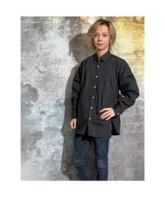 Cotton broadcloth regular collar big silhouette shirt (IR) Oversized
