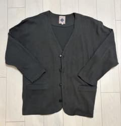 90s USA製 N.E.Wear コットンカーディガン黒 L サンフランシスコ 