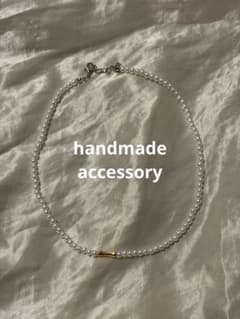 ハンドメイド　パールネックレス ゴールドアクセントのサムネイル