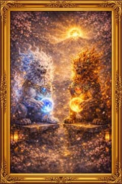 【開運絵画】陰陽双獅子と富士の覚醒光のサムネイル