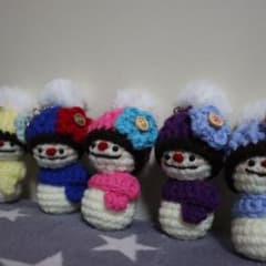 ハンドメイド★編みぐるみ★雪だるま★キーホルダー★5個セットのサムネイル
