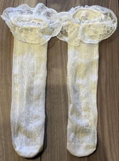 パール付き レース フリル ソックス ホワイト