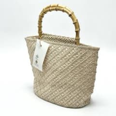 アバカ　バンブーバッグ　M+abaca 花繋ぎ　夏単衣　6522 アバカ バンブーバッグ M+abaca 花繋ぎ 夏単衣 6522 - メルカリ