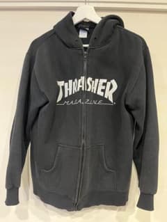 THRASHER ロゴ ジッパー付きパーカー L 黒のサムネイル