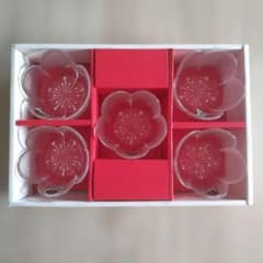 【KIMURA GLASS／木村硝子店　 花形ガラス小鉢5個セット（箱付き）】