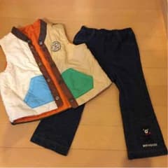 値下げ ミキハウス  リバーシブルベスト＆パンツセットのサムネイル