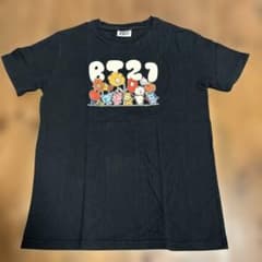 BT21 キャラクタープリント Tシャツ ブラック LLサイズのサムネイル