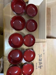 会津塗 朱塗り吸物椀 5人前 会席　漆器のサムネイル