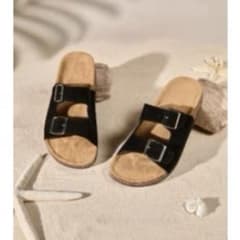 【新品】ダブルストラップ サンダル ブラックのサムネイル