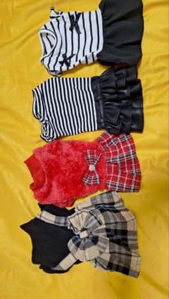 犬服 4着セット ストライプ・フリルのサムネイル