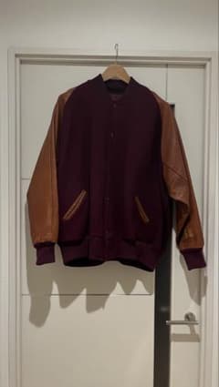 vintage wine red wool stadium jacket - 2