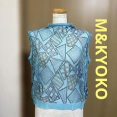 M＆KYOKO エムアンドキョウコ ノースリーブ トップス 水色系総柄 佐藤 