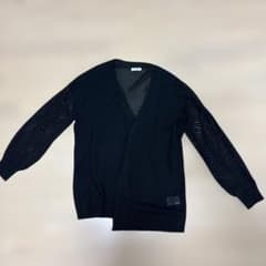 a.v.v ブラックカーディガン Vネック 透かし編み