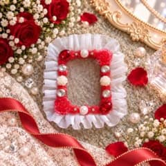 B8 硬質ケースデコ ホイップデコ 赤 薔薇 フリル 推し活のサムネイル