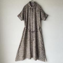 MORABITO モラビト 半袖 ロングワンピース 総柄 M シャツワンピース