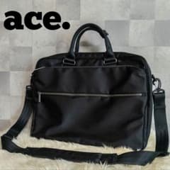 ace.♦2WAY レザー切替 ナイロン ビジネスバッグ A4 ショルダー 黒 ace.♢2WAY レザー切替 ナイロン ビジネスバッグ A4 ショルダー 黒