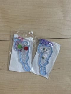 琵琶湖キーホルダー　水色2個セット　りんご・大根のサムネイル