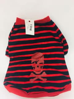 値下げしました❗️新品★タグ付き iDogのワンコ服 スカル ボーダーのサムネイル