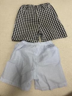 キッズ ショートパンツ 2枚セット110 5Y チェック ストライプのサムネイル