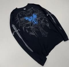 00s y2k 十字架 スカル サーマル ロングtシャツ タトゥー お - メルカリ