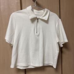 クロップド丈 ハーフジップ レディース 半袖 ポロシャツ Tシャツ 夏服のサムネイル