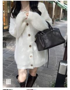 ウール混ニットロングカーディガンのサムネイル