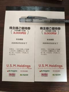 ユナイテッドスーパーマーケット USMH 株主優待券6,000円分のサムネイル