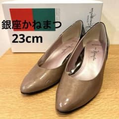新品同様⭐銀座かねまつ 本革 エナメル ハイヒール パンプス 25 ベージュ 銀座 かねまつ ベージュ 黒 エナメルパンプス ハイヒール 5cm - メルカリ