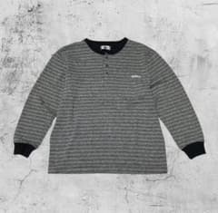 ボーダー柄ヘンリーネック長袖Tシャツのサムネイル