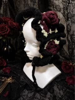 ハンドメイド クロシェ編み ボンネット ローズモチーフのサムネイル