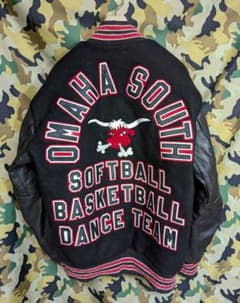 OMAHA SOUTH DeLONGタグ ワッペンスタジャン 本革袖 - メルカリ