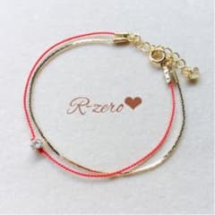 一粒ダイヤブレスレット♡レッド×プレミアムゴールドチェーンのサムネイル
