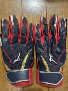 Mizuno バッティング用手袋 ネイビー/レッドのサムネイル