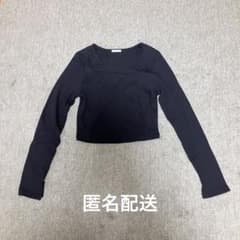 【GU】リブクロップドT ブラック Mサイズのサムネイル