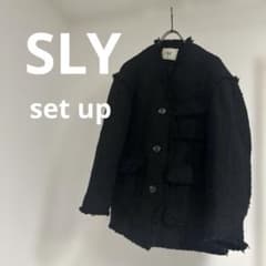 SLY 트위드조 프린지 재킷 블랙