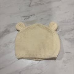 ベビー帽子 クマ耳 ニット帽 アイボリー 42-44cmのサムネイル