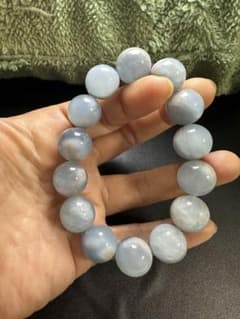 セール！青空とホワイト雲高品質大玉！アクアマリン ブレスレット15.5 