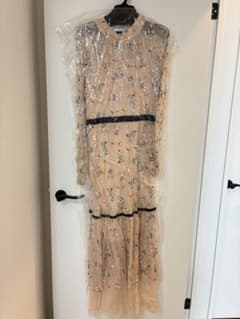 ファーファー　ビーズ刺繍ワンピースドレス