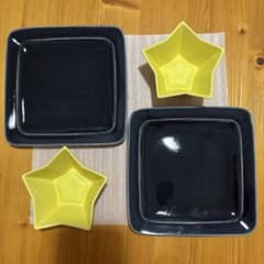 よしざわ窯　ヨルノアオ正方皿　星の小鉢セットのサムネイル