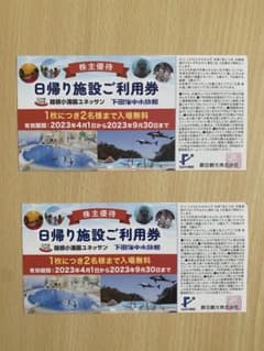 ユネッサンス　株主優待券　2枚のサムネイル