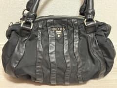 PRADA プラダ　クリムソン ハンドバッグ レザー ナイロン ストライプのサムネイル