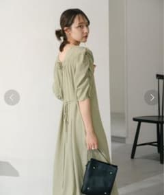 パフスリーブ カットソーワンピース ベージュのサムネイル